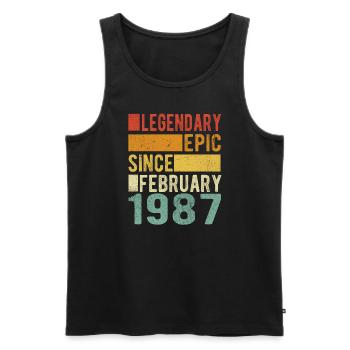 Birthday February 1987 Legendary epic - Men's Premium Organic Tank Top - black - Front - Michal (187cm)