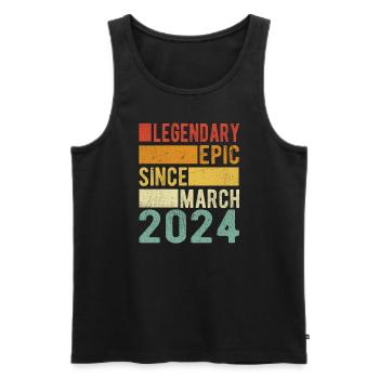 Anniversaire mars 2024 Épopée légendaire - Débardeur bio Premium Homme - noir - Devant - Michal (187cm)
