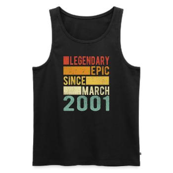Anniversaire Mars 2001 Épopée légendaire - Débardeur bio Premium Homme - noir - Devant - Michal (187cm)