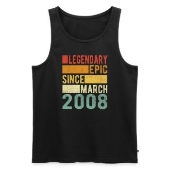 Birthday March 2008 Legendary Epic - Men's Premium Organic Tank Top - black - Front - AI Model Male 178 light (178cm)