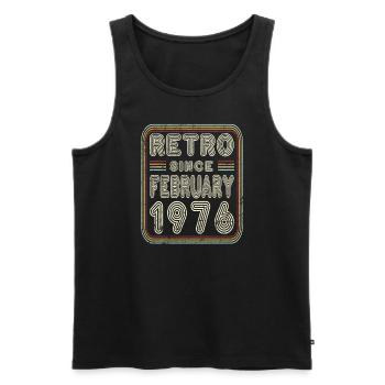 Anniversaire Février 1976 Cadeau Rétro - Débardeur bio Premium Homme - noir - Devant - Michal (187cm)