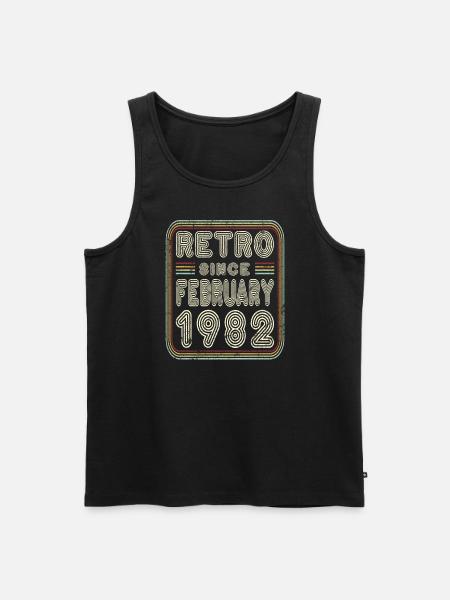 Birthday February 1982 Retro Gift - Men's Premium Organic Tank Top - black