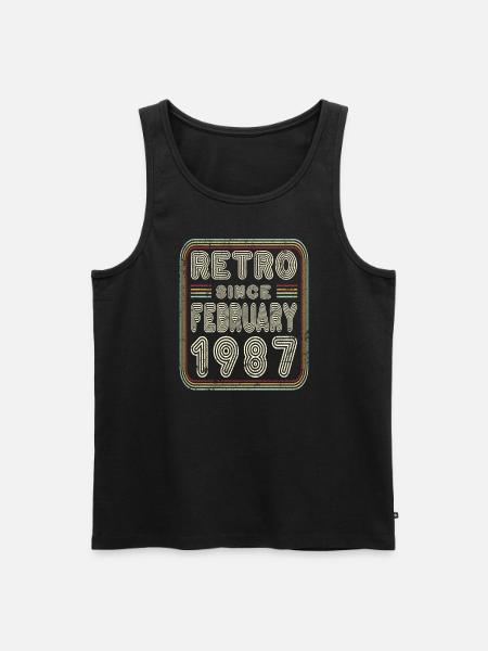 Anniversaire Février 1987 Retro Gift - Débardeur bio Premium Homme - noir