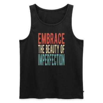 Embrassez la beauté de l’imperfection - Débardeur bio Premium Homme - noir - Devant - AI Model Male 178 light (178cm)