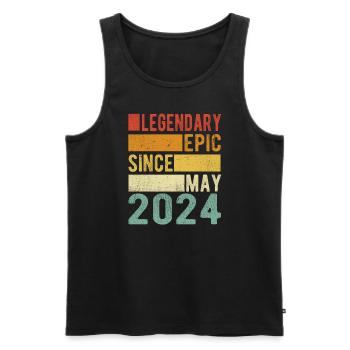 Anniversaire mai 2024 Épopée légendaire - Débardeur bio Premium Homme - noir - Devant - Michal (187cm)