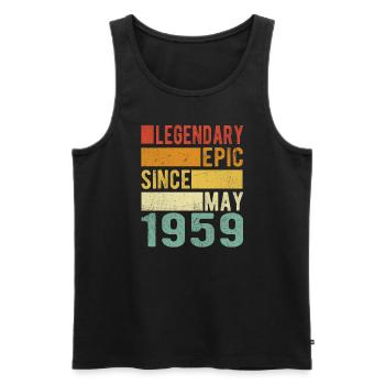 Birthday May 1959 Legendary epic - Men's Premium Organic Tank Top - black - Front - AI Model Male 178 light (178cm)