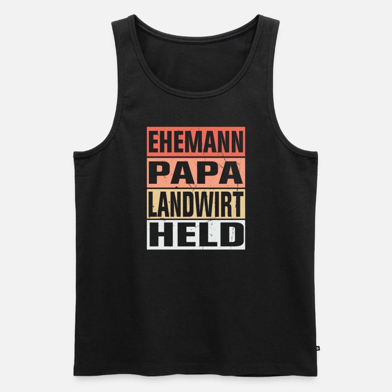 Landwirt Vater Ehemann Held - Männer Premium Bio Tank Top - Schwarz