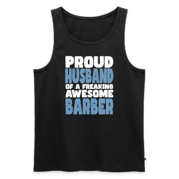Fière épouse d’un sacré bon coiffeur - Débardeur bio Premium Homme - noir - Devant - Michal (187cm)