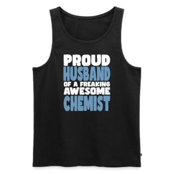 Proud wife of a damn good chemist - Men's Premium Organic Tank Top - black - Front - Michal (187cm)