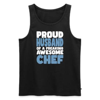 Fière épouse d’un sacré bon chef - Débardeur bio Premium Homme - noir - Devant - Michal (187cm)