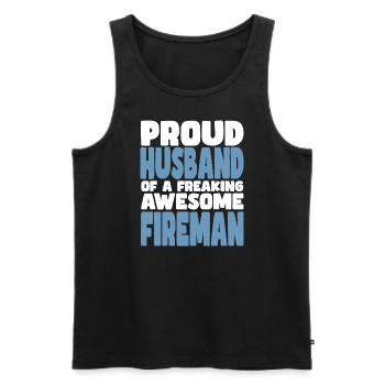 Proud wife of a damn good firefighter - Men's Premium Organic Tank Top - black - Front - AI Model Male 178 light (178cm)