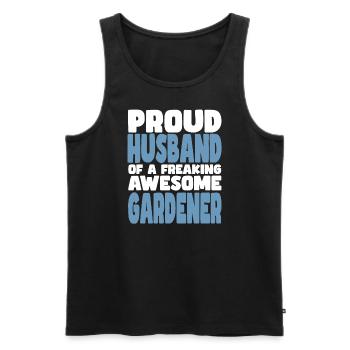 Fière épouse d’un sacré bon jardinier - Débardeur bio Premium Homme - noir - Devant - Michal (187cm)