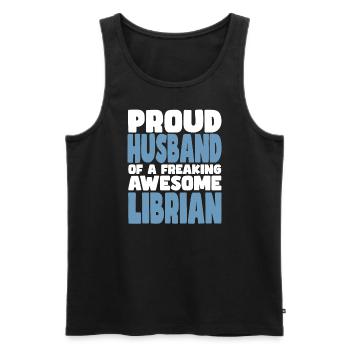 Proud wife of a damn good librarian - Men's Premium Organic Tank Top - black - Front - AI Model Male 178 light (178cm)