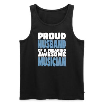 Fière épouse d’un sacré bon musicien - Débardeur bio Premium Homme - noir - Devant - Michal (187cm)