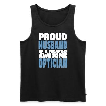 Fière épouse d’un sacré bon opticien - Débardeur bio Premium Homme - noir - Devant - Michal (187cm)
