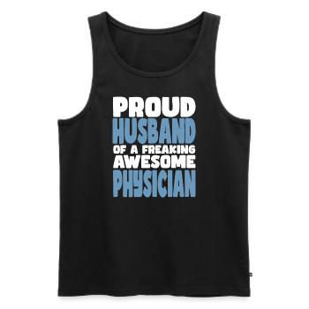 Fière épouse d’un sacré bon docteur - Débardeur bio Premium Homme - noir - Devant - Michal (187cm)
