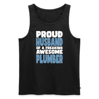 Proud wife of a damn good plumber - Men's Premium Organic Tank Top - black - Front - Michal (187cm)