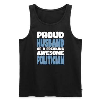 Fière épouse d’un sacré bon politicien - Débardeur bio Premium Homme - noir - Devant - AI Model Male 178 light (178cm)