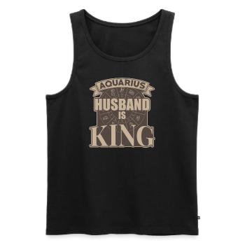 Aquarius husband is king - Men's Premium Organic Tank Top - black - Front - Michal (187cm)