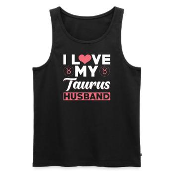 Ich Liebe meinen Stier Ehemann - Männer Premium Bio Tank Top - Schwarz - Vorne - AI Model Male 178 light (178cm)