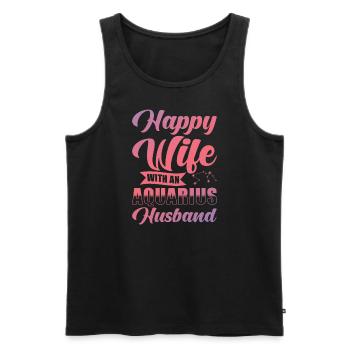 Aquarius Happy Woman with Aquarius Husband - Men's Premium Organic Tank Top - black - Front - Michal (187cm)