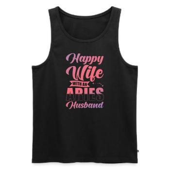 Widder Glückliche Frau mit Wasserman Ehemann - Männer Premium Bio Tank Top - Schwarz - Vorne - AI Model Male 178 light (178cm)