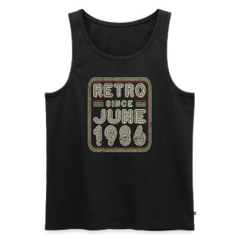 Anniversaire Juin 1986 Cadeau rétro - Débardeur bio Premium Homme - noir - Devant - Michal (187cm)