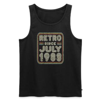 Anniversaire Juillet 1983 Cadeau rétro - Débardeur bio Premium Homme - noir - Devant - Michal (187cm)