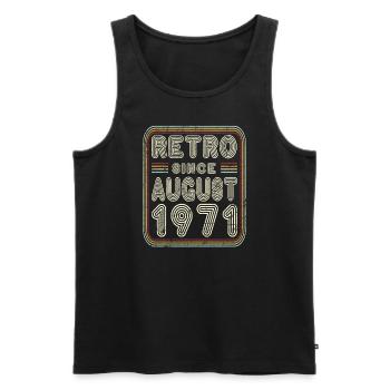 Anniversaire Août 1971 Cadeau rétro - Débardeur bio Premium Homme - noir - Devant - Michal (187cm)
