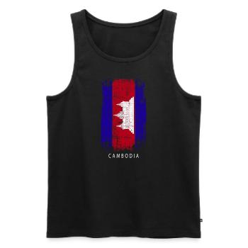 Souvenir avec le drapeau du pays du Cambodge - Débardeur bio Premium Homme - noir - Devant - AI Model Male 178 light (178cm)