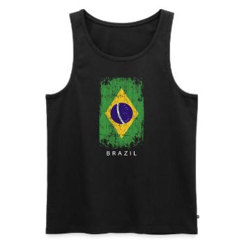 Souvenir avec le drapeau du pays du Brésil - Débardeur bio Premium Homme - noir - Devant - Michal (187cm)