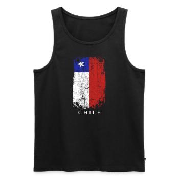 Souvenir with the country flag of Chile - Men's Premium Organic Tank Top - black - Front - AI Model Male 178 light (178cm)
