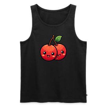 Kawaii cerise - Débardeur bio Premium Homme - noir - Devant - AI Model Male 178 light (178cm)