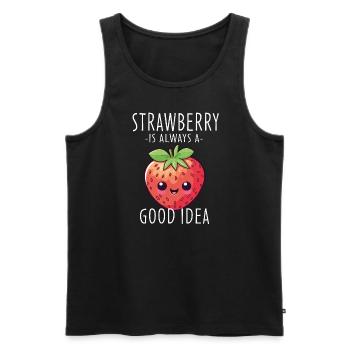 Fraise Kawaii - Débardeur bio Premium Homme - noir - Devant - AI Model Male 178 light (178cm)