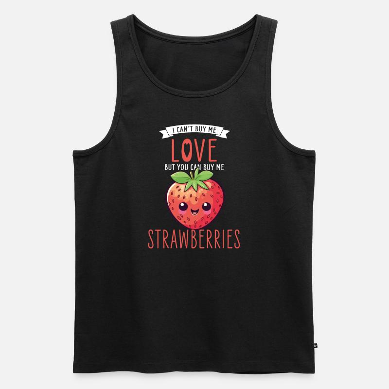Erdbeere Kawaii - Männer Premium Bio Tank Top - Schwarz