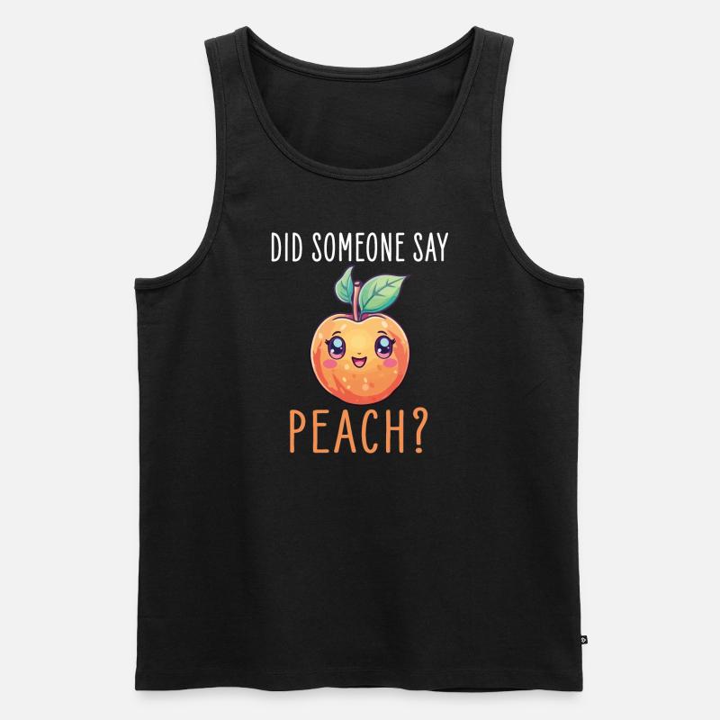 Pfirsich Kawaii - Männer Premium Bio Tank Top - Schwarz