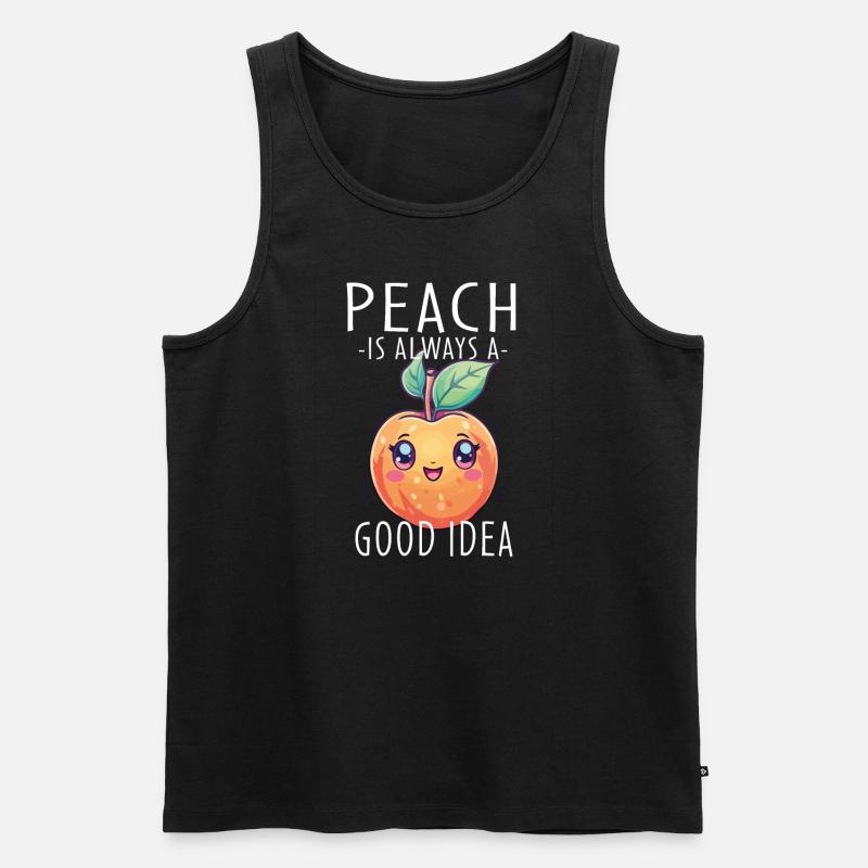 Pfirsich Kawaii - Männer Premium Bio Tank Top - Schwarz