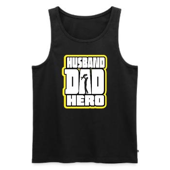 Ehemann Papa Held Retro - Männer Premium Bio Tank Top - Schwarz - Vorne - Michal (187cm)