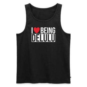 Delulu Saying I love being Delulu - Men's Premium Organic Tank Top - black - Front - Michal (187cm)