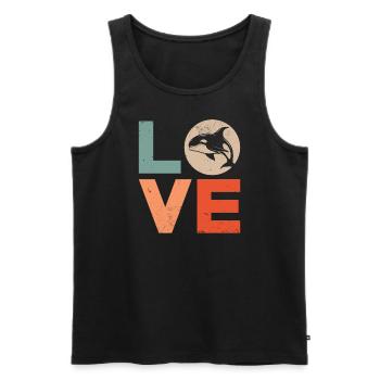 Baleine Épaulard Orque Amour - Débardeur bio Premium Homme - noir - Devant - AI Model Male 178 light (178cm)