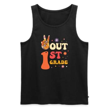 Peace Out 1. Klasse Letzter Schultag - Männer Premium Bio Tank Top - Schwarz - Vorne - AI Model Male 178 light (178cm)