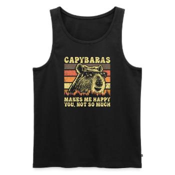 Capybara Retro Spruch - Männer Premium Bio Tank Top - Schwarz - Vorne - AI Model Male 178 light (178cm)