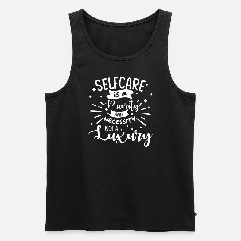 Achtsamkeit Spruch Selbstliebe Selbstfürsorge - Männer Premium Bio Tank Top - Schwarz