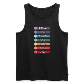 Symboles de chakra de yoga - Débardeur bio Premium Homme - noir - Devant - Michal (187cm)