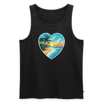 Beach Love - Men's Premium Organic Tank Top - black - Front - AI Model Male 178 light (178cm)