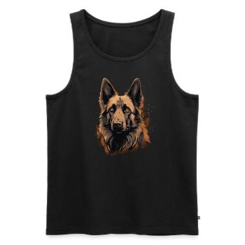 Belgian Shepherd Dog Breed Face - Men's Premium Organic Tank Top - black - Front - AI Model Male 178 light (178cm)