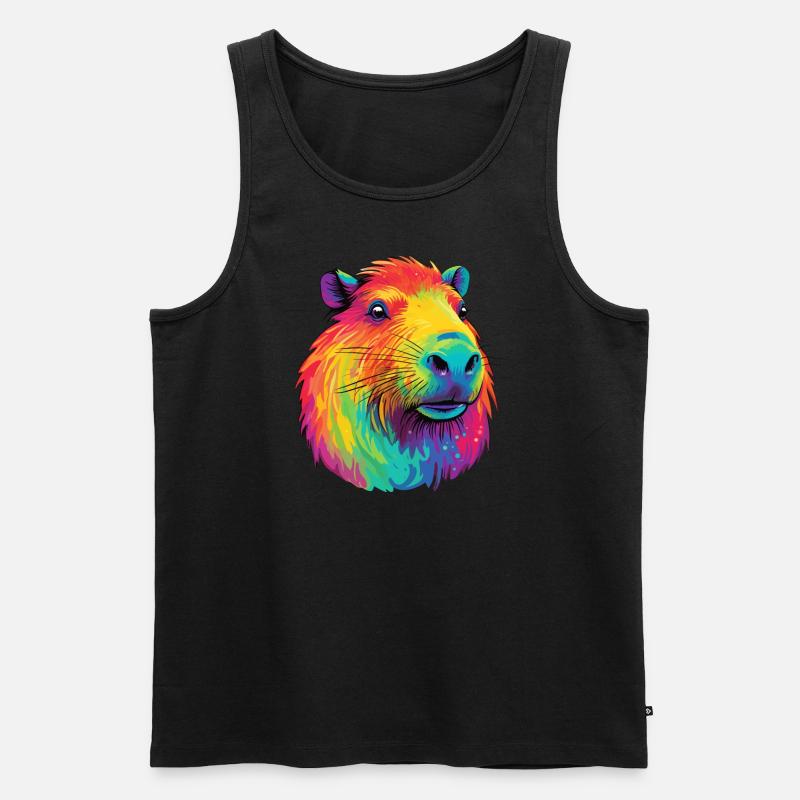 Capybara Low Rainbow Design - Männer Premium Bio Tank Top - Schwarz