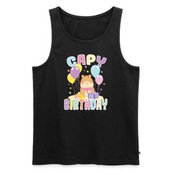 Capy Anniversaire Mignon Capybara Anniversaire - Débardeur bio Premium Homme - noir - Devant - Michal (187cm)