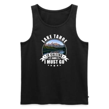 Lake Tahoe Souvenir Lake Tahoe Ruft - Männer Premium Bio Tank Top - Schwarz - Vorne - AI Model Male 178 light (178cm)