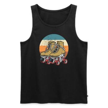 Rollschuhe Retro 70er 80er Rollerskating - Männer Premium Bio Tank Top - Schwarz - Vorne - AI Model Male 178 light (178cm)